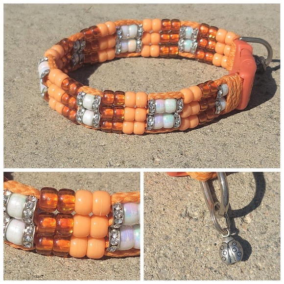 Custom Handmade Beaded Bling Dog Collar - Picture 1 of 4